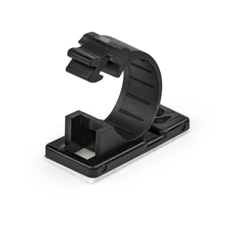 StarTech.com 100 Adhesive Cable Management Clips Black - Network/Ethernet/Office Desk/Computer Cord Organizer - Sticky Cable/Wire Holders - Nylon Self Adhesive Clamp UL/94V-2 Fire Rated - TAA