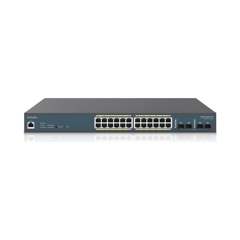 EnGenius Switch 24-port GbE PoE.af/at(+) 410W 4xSFP L2 19i