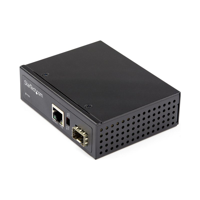 StarTech.com Convertisseur Fibre RJ45 PoE+ Industriel 60W - SFP vers RJ45 - Gigabit Fibre Optique Mono Mode/Multi Mode vers Cuivre - Mini Boîtier IP-30 Durable / -40 à +75°C