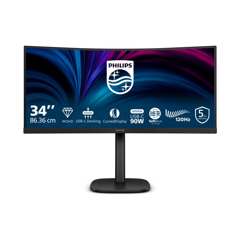 Philips 3000 series 34B2U3600C/00 computer monitor 86.4 cm (34") 3440 x 1440 pixels Wide Quad HD LCD Black