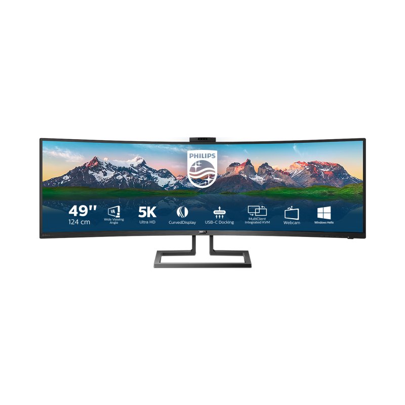 Philips Brilliance 499P9H/27 computer monitor 124 cm (48.8") 5120 x 1440 pixels UltraWide Dual Quad HD LCD Black