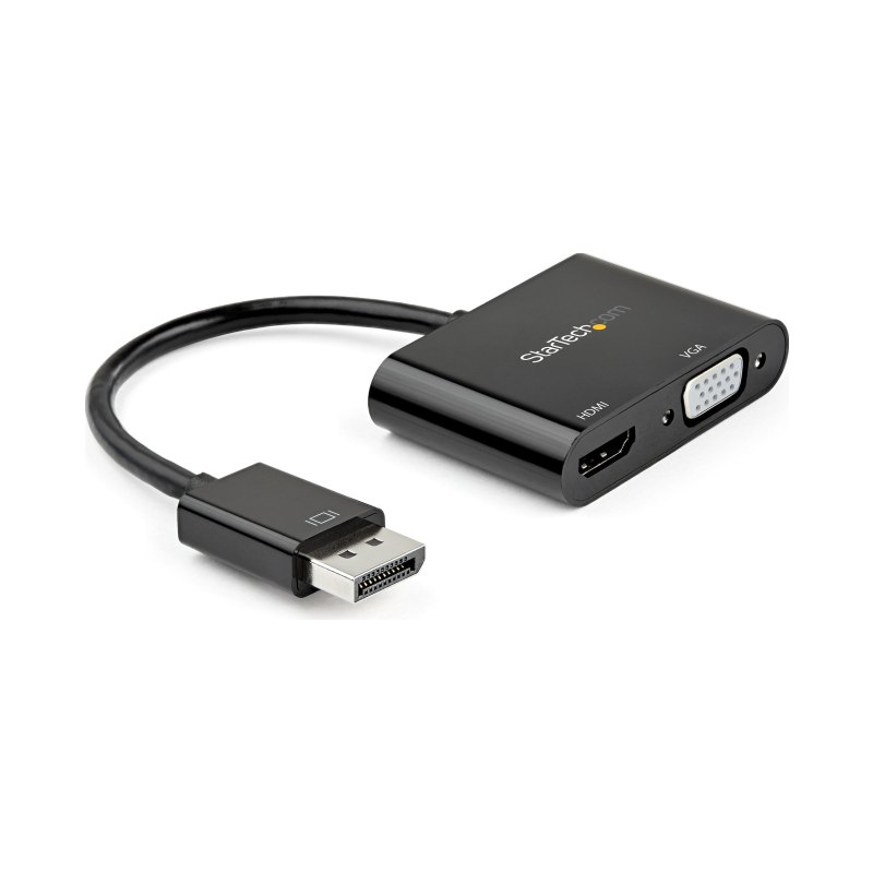 StarTech.com Adaptateur DisplayPort vers HDMI VGA - Dongle Convertisseur Numérique Multiport Actif Vidéo d'Écran DP 1.2 Mâle vers HDMI 2.0 4K 60 Hz VGA Femelle pour PC/CG