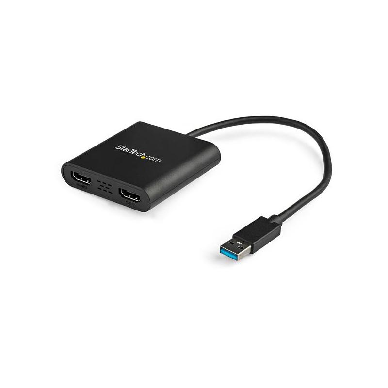 StarTech.com Adaptateur USB 3.0 vers Double HDMI, Convertisseur de Moniteur USB vers 2x HDMI pour Windows (pas de support pour macOS/ChromeOS/Linux) - TAA