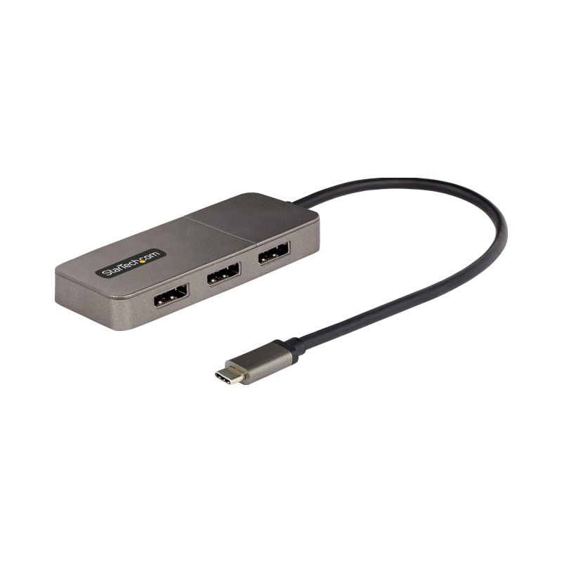 StarTech.com 3-Port USB-C Multi-Monitor Adapter, USB Type-C to 3x DisplayPort 1.4 MST Hub, Triple 4K 60Hz DP Laptop Display Extender / Splitter, HDR, Extra-Long Built-In Cable - Windows Only
