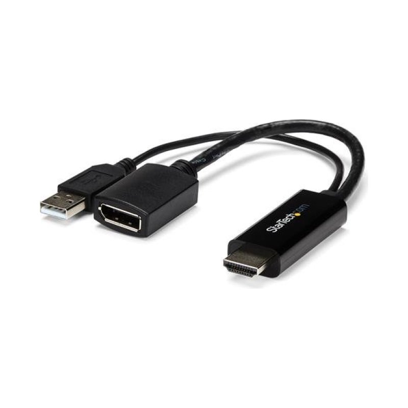 StarTech.com Adaptateur Vidéo HDMI 4K 30Hz vers DisplayPort avec Alimentation USB - 15,2cm - Convertisseur de Moniteur actif HDMI 1.4 (Mâle) vers DP 1.2 (Femelle)
