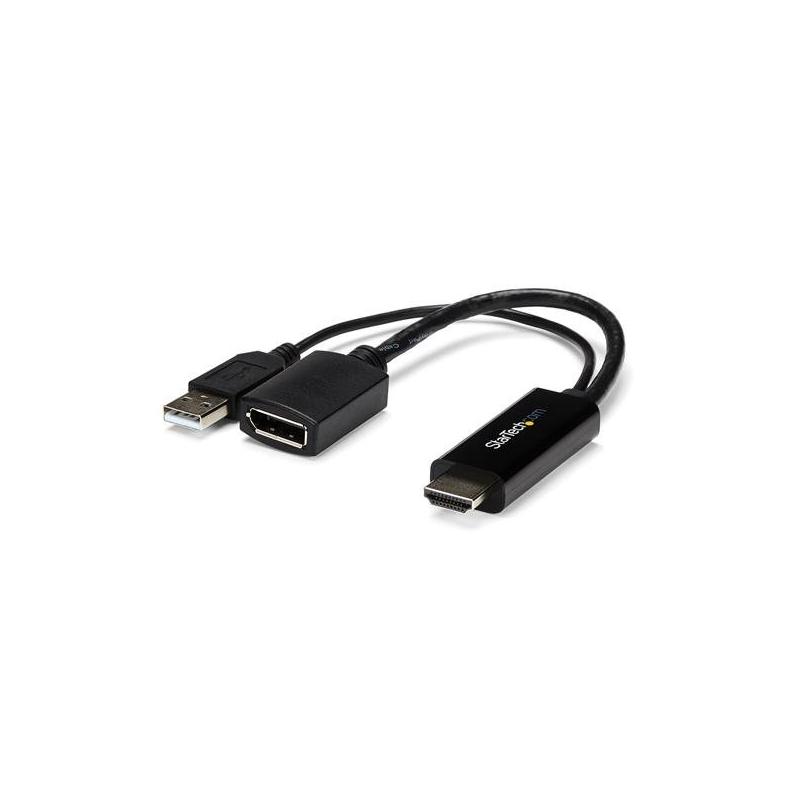 StarTech.com Adaptateur Vidéo HDMI 4K 30Hz vers DisplayPort avec Alimentation USB - 15,2cm - Convertisseur de Moniteur actif HDMI 1.4 (Mâle) vers DP 1.2 (Femelle)