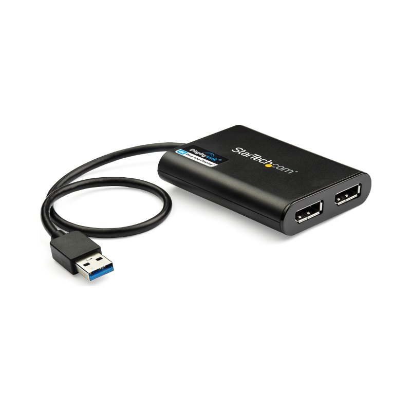 StarTech.com USB 3.0 to Dual DisplayPort Adapter, 4K 60Hz, DisplayLink Certified, USB to Dual DP Display Adapter, Dual DisplayPort Adapter for Mac & Windows