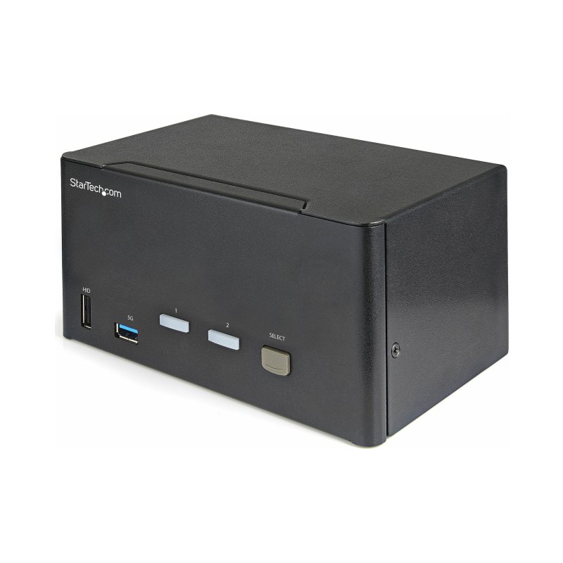 StarTech.com 2 Port Triple Monitor DisplayPort KVM Switch - 4K 60Hz UHD HDR - Desktop DP 1.2 KVM with 2 Port USB 3.0 Hub (5Gbps) & 4x USB 2.0 HID Ports, Audio - Hotkey Switching - TAA