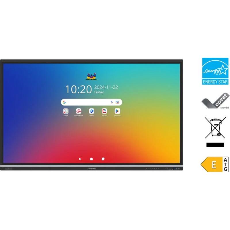 Viewsonic IFP7551 Display tableau blanc interactif 190,5 cm (75") 3840 x 2160 pixels Écran tactile Noir