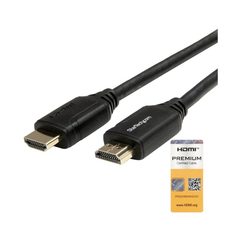 StarTech.com 1.6ft (50cm) Premium Certified HDMI 2.0 Cable with Ethernet - High Speed Ultra HD 4K 60Hz HDMI Cable HDR10 - HDMI Cord (Male/Male Connectors) - For UHD Monitors, TVs, Displays