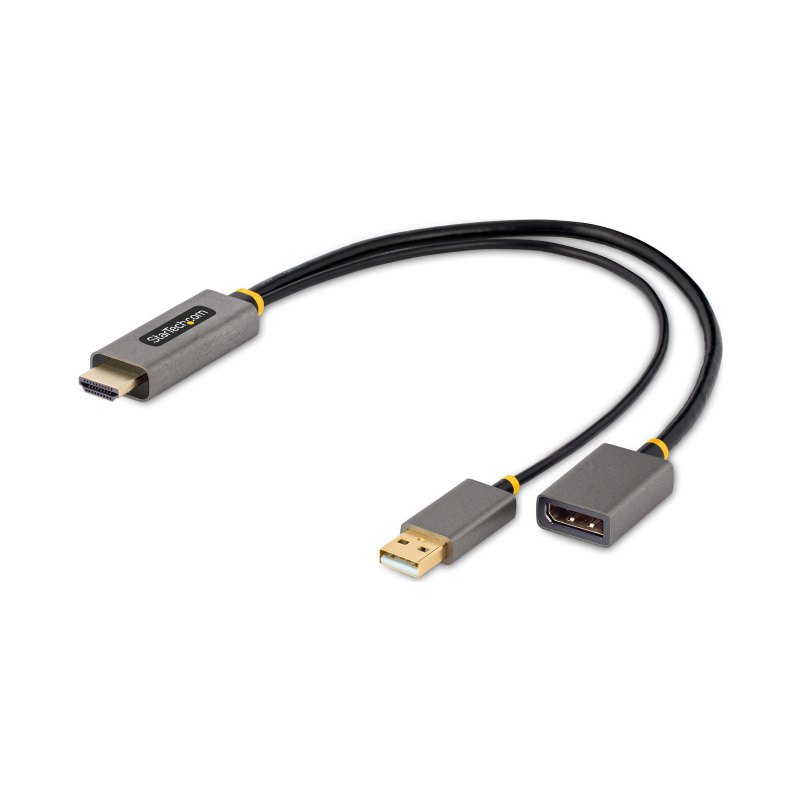 StarTech.com 1ft (30cm) HDMI to DisplayPort Adapter Cable, Active 4K 60Hz HDMI 2.0 to DP 1.2 Converter, HDR, USB Bus Powered, HDMI Source to DisplayPort Monitor for Laptops/PC