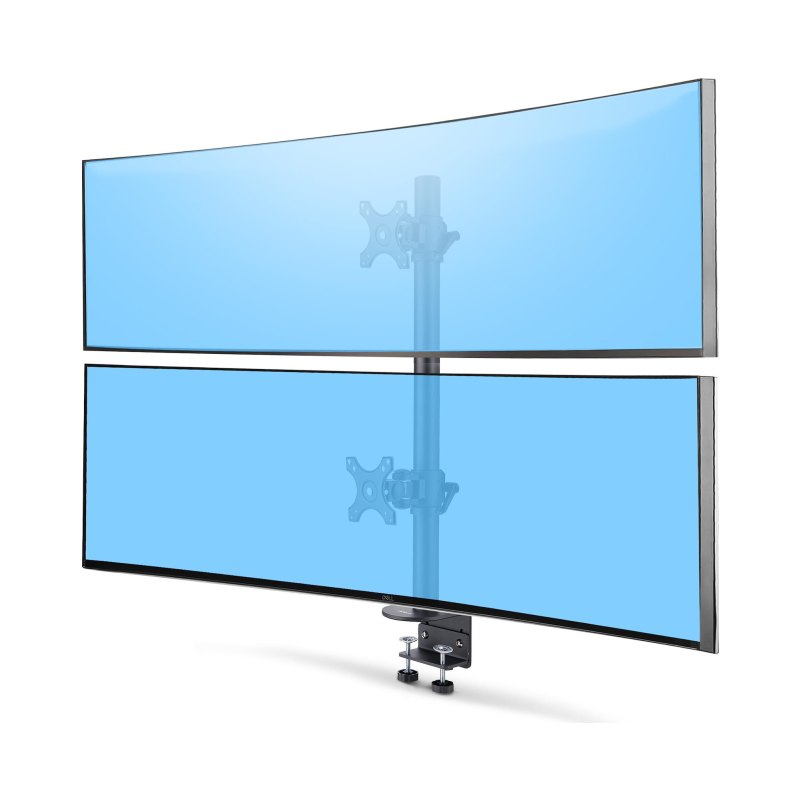 StarTech.com Desk Mount For 2x Vertically Stacked Monitors, Dual 49", Total 70lb (32kg), C-Clamp, Quick-Release VESA System, Widescreen 16:9/Ultrawide 32:9, TAA
