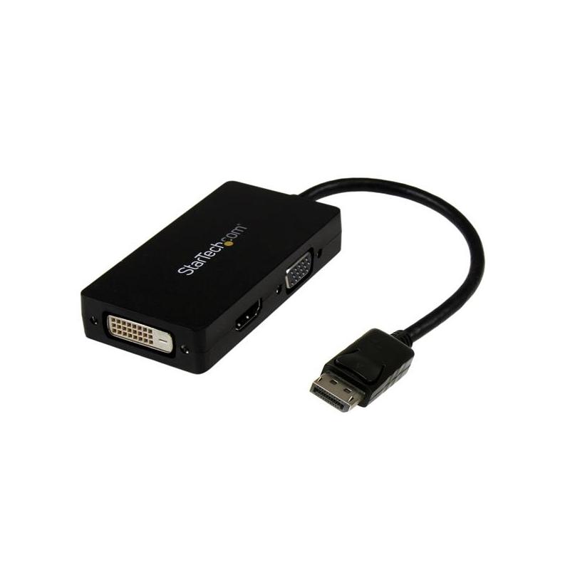 StarTech.com Adaptateur DP 3 en 1 - Hub Convertisseur Vidéo Multiport vers Écrans Multiples DP vers HDMI, VGA ou DVI - PC DP 1080p vers Écran ou Vidéoprojecteur