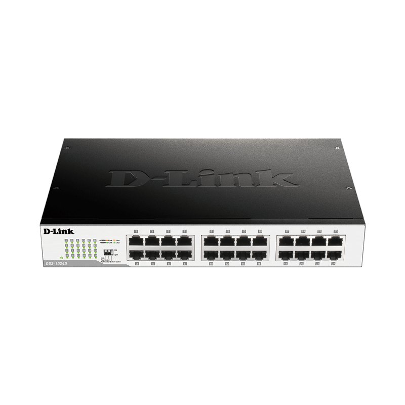 D-Link DGS-1024D network switch Unmanaged Gigabit Ethernet (10/100/1000) 1U Black, Silver