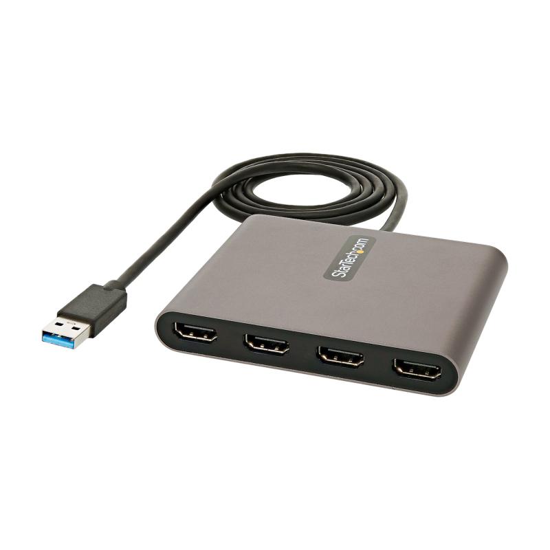 StarTech.com Adaptateur USB 3.0 vers Quatre HDMI, Convertisseur de Moniteur USB vers 4x HDMI pour Windows (pas de support pour macOS/ChromeOS/Linux) - TAA