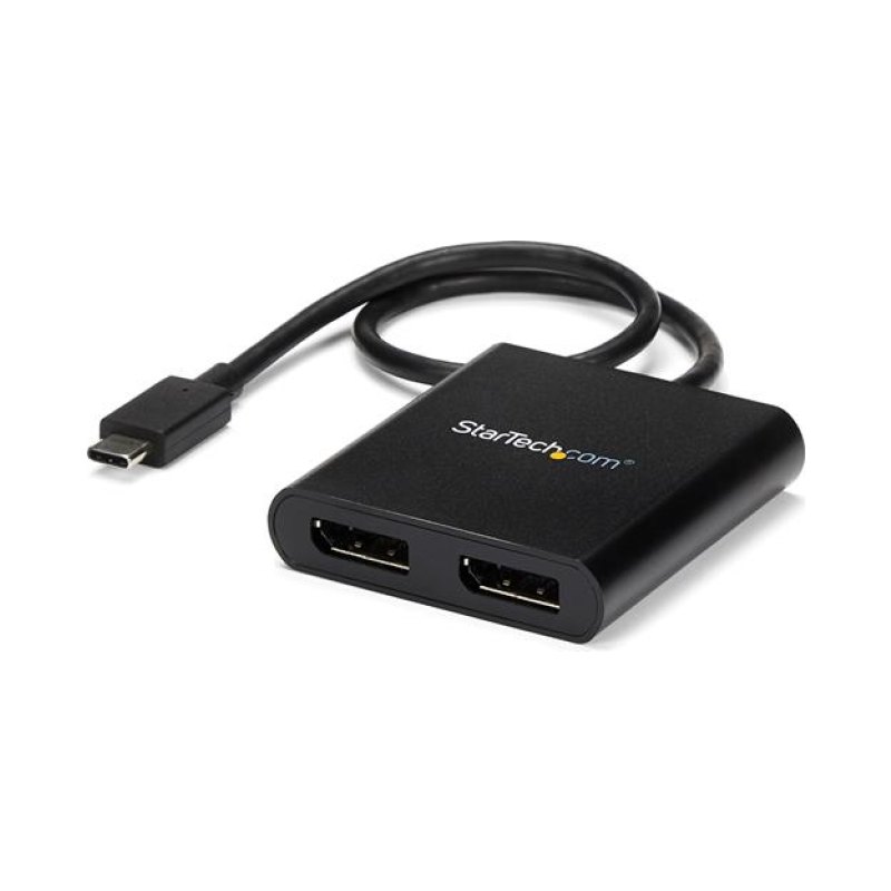 StarTech.com USB-C to Dual DisplayPort 1.2 Adapter, USB Type-C Multi-Monitor MST Hub, Dual 4K 30Hz/1080p 60Hz DP Laptop Display Extender / Splitter, Extra-Long Built-In Cable - Windows Only