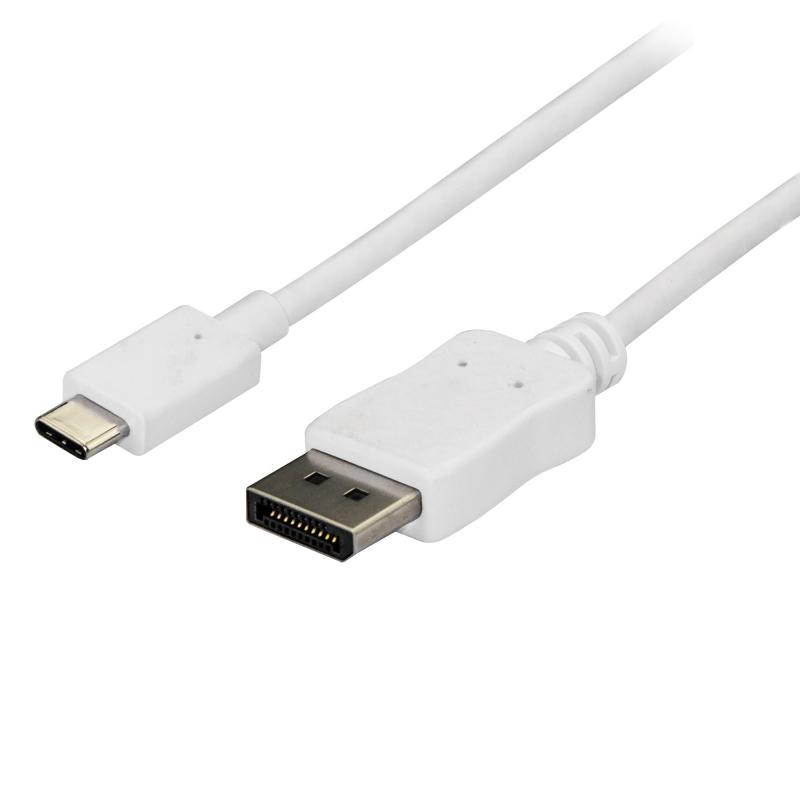 StarTech.com Câble Adaptateur USB C vers DisplayPort 1.2 4K 60Hz - 1,8m - Câble USB-C vers DisplayPort - HBR2 - Câble Vidéo USB Type-C DP Alt Mode vers Moniteur DP - Fonctionne avec Thunderbolt 3 - Blanc