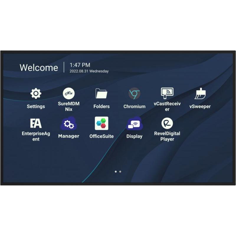 Viewsonic CDE9830 Écran d'affichage dynamique 2,49 m (98") Wifi 500 cd/m² 4K Ultra HD Noir Intégré dans le processeur Android 11
