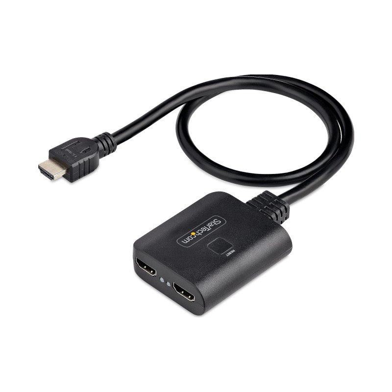 StarTech.com 2-Port HDMI Splitter, 4K 60Hz HDMI 2.0 Video, 4K HDMI Splitter 1 In 2 Out, 1x2 HDMI Display/Output Splitter, HDR/HDCP, 20in (50cm) Built-in HDMI Cable