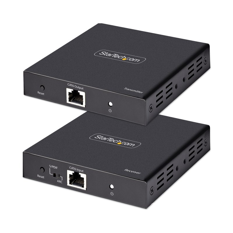 StarTech.com Extendeur HDMI 4K sur Câble CAT5/CAT6 - Prolongateur Vidéo 4K 60Hz HDR jusqu'à 70m - Extender HDMI 4K, Câblage HDMI sur Ethernet - Sortie Audio S/PDIF - Kit Émetteur-Récepteur HDMI