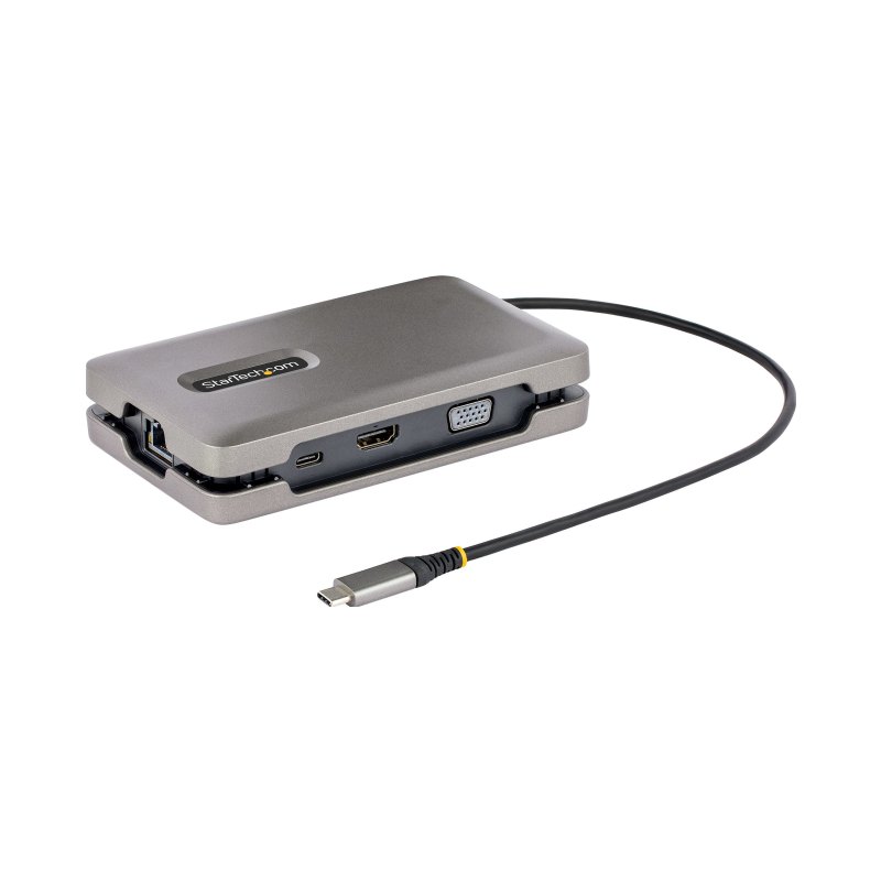 StarTech.com Adaptateur Multiport USB C - Station d'Accueil USB C avec Sortie Vidéo USB-C DP Alt Mode/4K HDMI 2.0/VGA - Hub/Dock USB C Double Écran - Mini Station d'Accueil pour PC Portable, 100W PD Pass-Through