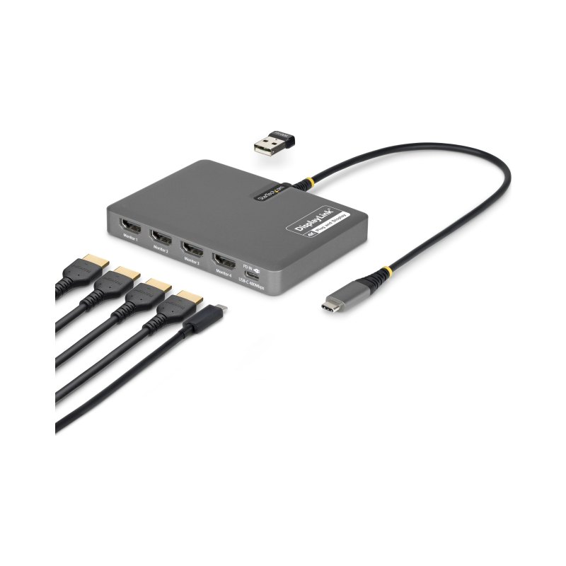 StarTech.com Adaptateur USB-C vers Station de Travail Quadruple Écran, HDMI 4K 60Hz, Passage PD 140W pour le Chargement d'Ordinateurs Portables, Port USB pour Clavier/Souris Sans Fil, TAA