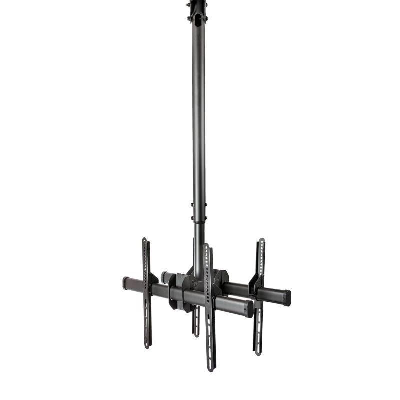 StarTech.com Support Double TV au Plafond - Support Double Écran à Suspendre Dos à Dos avec Mât Télescopique Réglable - Inclinable/Pivotant/Rotatif - Support VESA pour Écrans 32"-75"