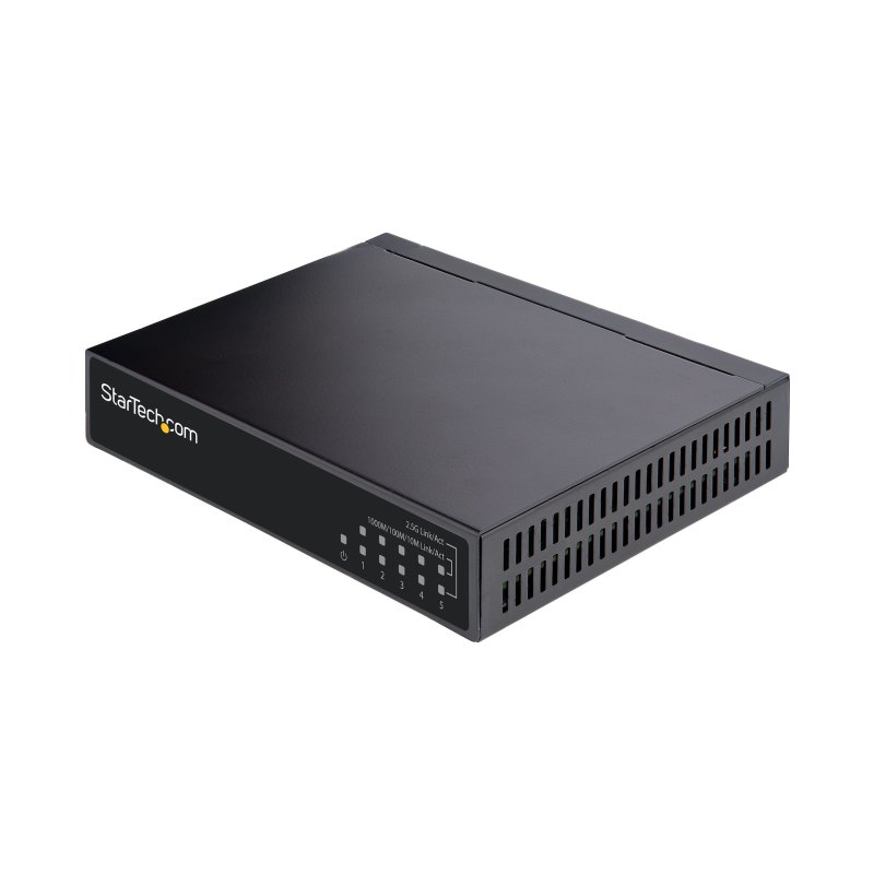 StarTech.com Unmanaged 2.5G Switch - 5 Port Gigabit Switch - 2.5GBASE-T Unmanaged Ethernet Switch - Ethernet Splitter - Din Rail or Wall Mount - Multi-Gigabit - Auto-MDIX - 9K Jumbo