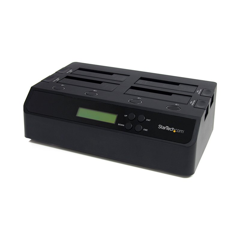 StarTech.com 4-Bay Hard Drive Duplicator and Eraser, Standalone 1:3 SATA HDD/SSD Cloner/Copier, USB 3.0 / eSATA to SATA Docking Station, Hard Drive Duplicator and Sanitizer Dock, Toolless / Top-Loading Design