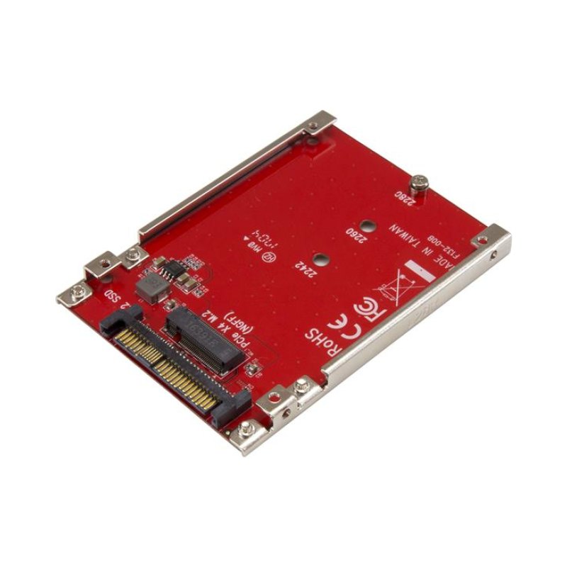 StarTech.com M.2 to U.2 Adapter - For M.2 PCIe NVMe SSDs - PCIe M.2 Drive to 2.5" U.2 (SFF-8639) Host Adapter - M2 SSD Converter, Red - TAA
