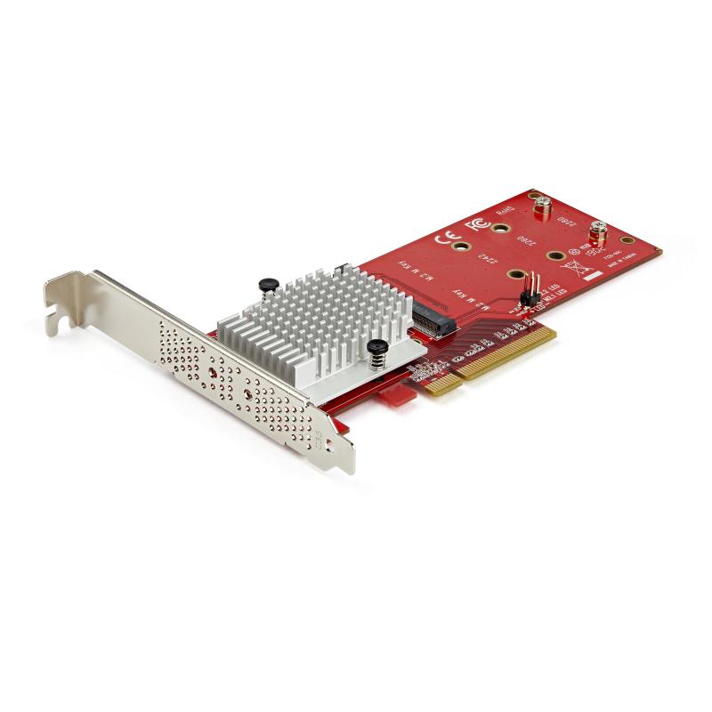 StarTech.com Carte Adaptateur SSD Double M.2 PCIe - x8 / x16 Double SSD M.2 NVMe ou AHCI vers PCI Express 3.0 - Compatible M.2 NGFF PCIe (M-Key) - Supporte 2242, 2260, 2280 - JBOD - Mac et PC