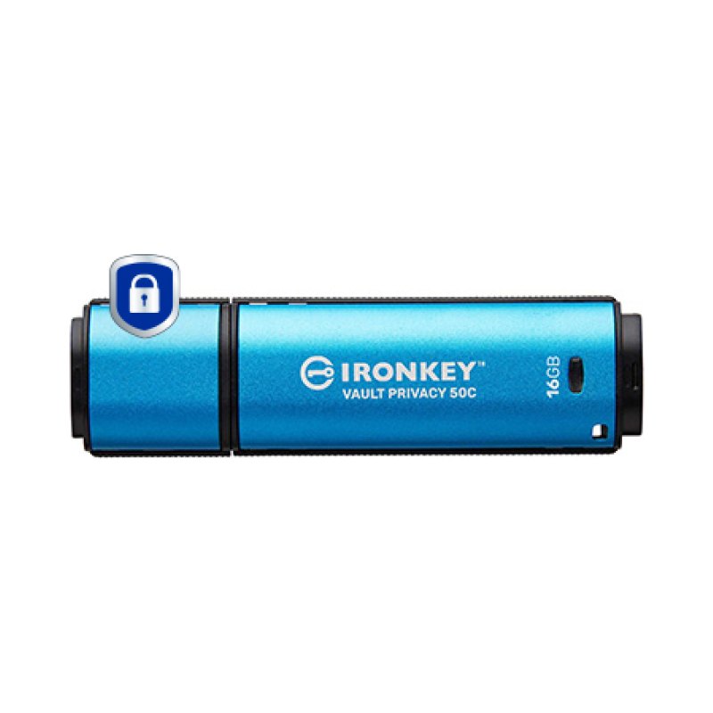 Kingston Technology IronKey 16GB USB-C Vault Privacy 50C AES-256 Encrypted, FIPS 197