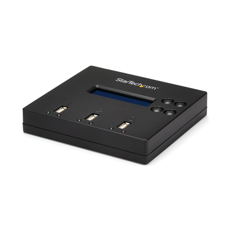 StarTech.com Standalone 1 to 2 USB Thumb Drive Duplicator and Eraser, Multiple USB Flash Drive Copier, System and File and Whole-Drive Copy at 1.5 GB/min, Single and 3-Pass Erase, LCD Display - TAA