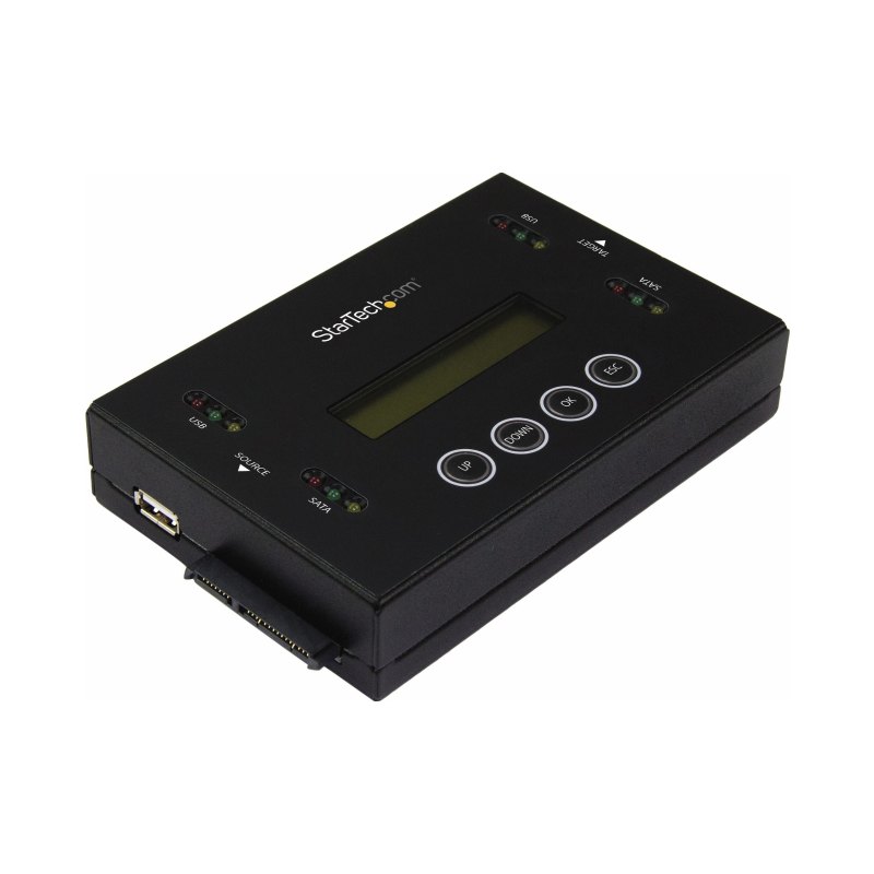 StarTech.com 1:1 Standalone Hard Drive and USB Flash Disk Duplicator and Eraser, USB Thumb Drive and SATA HDD/SSD Disk Cloner and Eraser, Hardrive Copier/Sanitizer/Wiper, LCD display, TAA