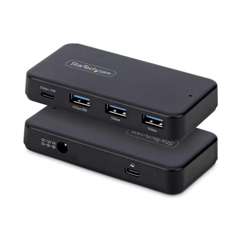 StarTech.com 4-Port USB-C and USB-A Hub, 5Gbps, Self-Powered, 2-in-1 USB-C and USB-A Host Cable, 1x USB-C and 3x USB-A (1x BC 1.2), 36W Power Adapter Included