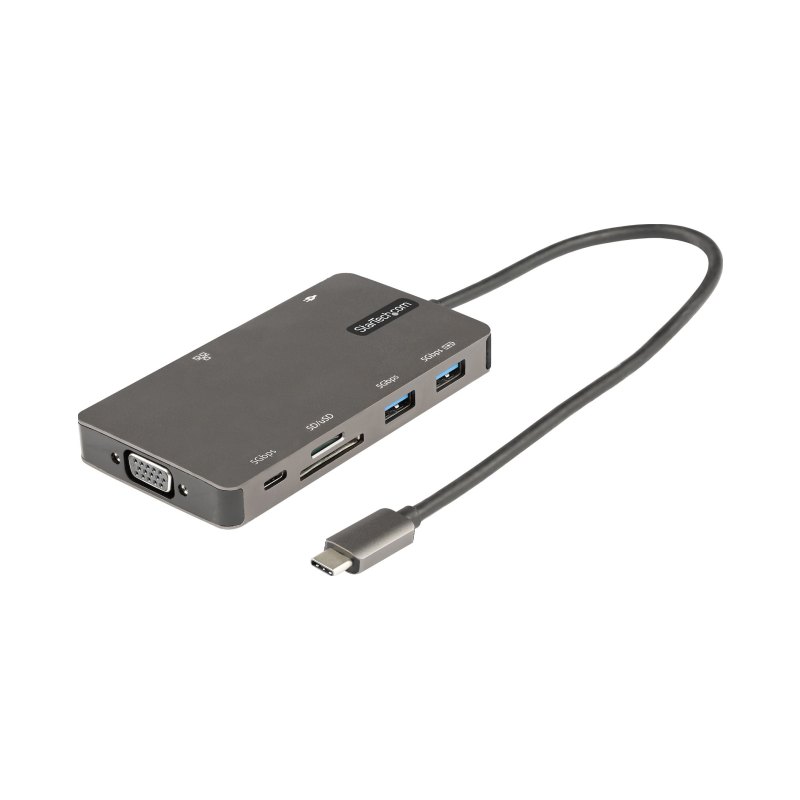 StarTech.com USB C Multiport Adapter - HDMI 4K 30Hz or VGA Travel Dock - 5Gbps USB 3.0 Hub (USB A / USB C Ports) - 100W Power Delivery - SD/Micro SD - GbE - 30cm Cable - USB C Mini Dock
