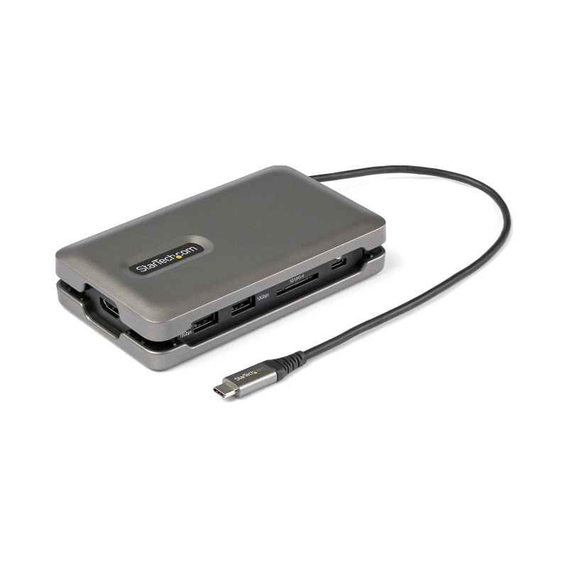 StarTech.com USB C Multiport Adapter - USB C to 4K 60Hz HDMI 2.0 - 2-Port 10Gbps USB Hub - 100W Power Delivery Pass-through - GbE - SD/MicroSD - USB Type-C Mini Dock - 10" Cable