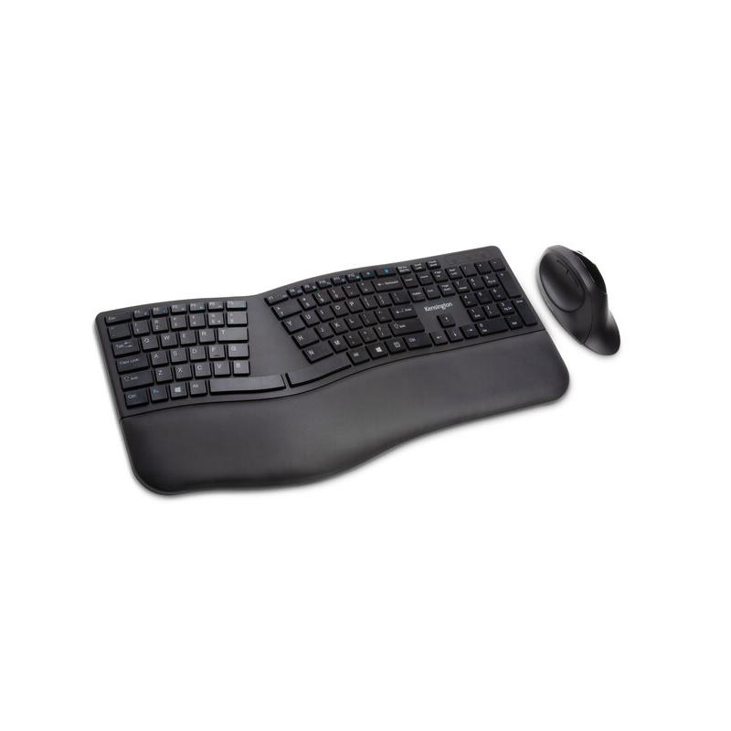 Kensington Pro Fit Ergo clavier Souris incluse Universel RF sans fil + Bluetooth QWERTY Anglais américain Noir