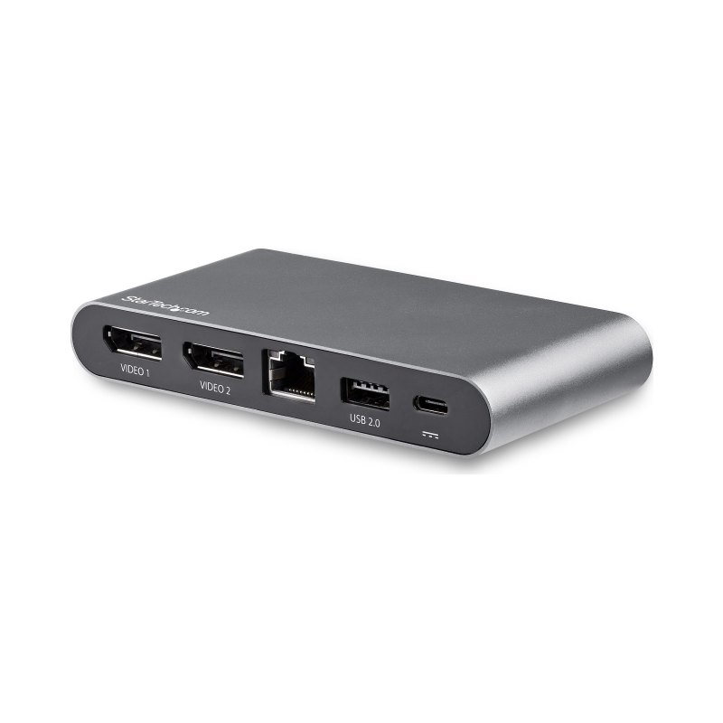 StarTech.com USB C Dock - 4K Dual Monitor DisplayPort - Mini Laptop Docking Station - 100W Power Delivery Passthrough - GbE, 2-Port USB-A Hub - USB Type-C Multiport Adapter - 3.3' Cable
