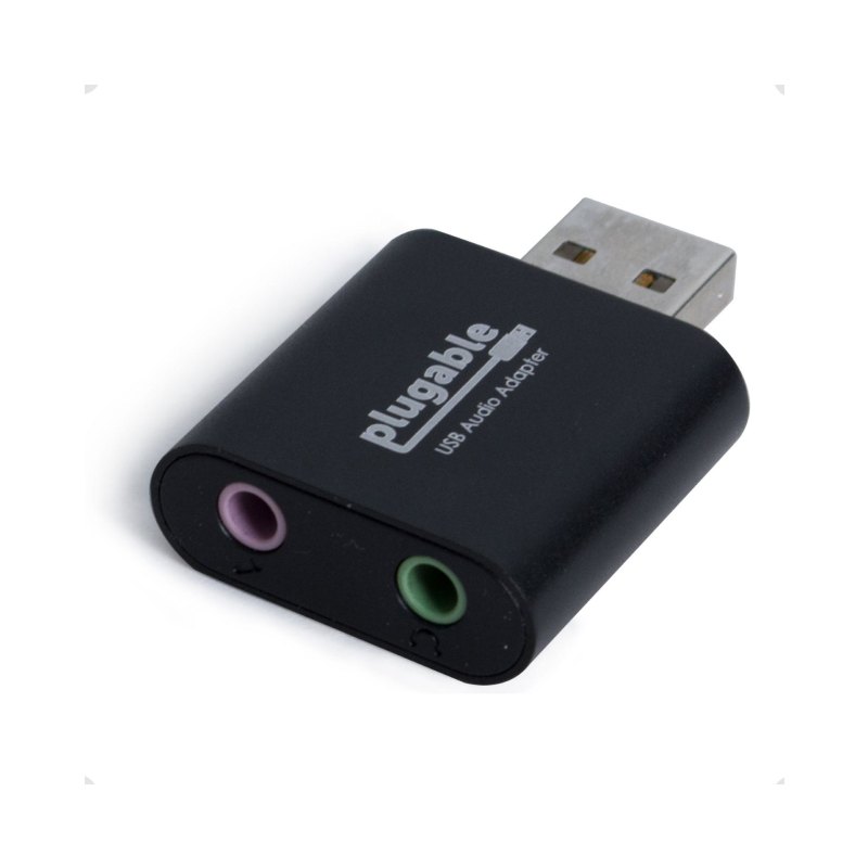 Plugable Technologies USB Audio Adapter with 3.5mm Speaker-Headphone and Microphone Jack, Add an External Stereo Sound Card to Any PC, Compatible with Windows, Mac, and Linux - Driverless