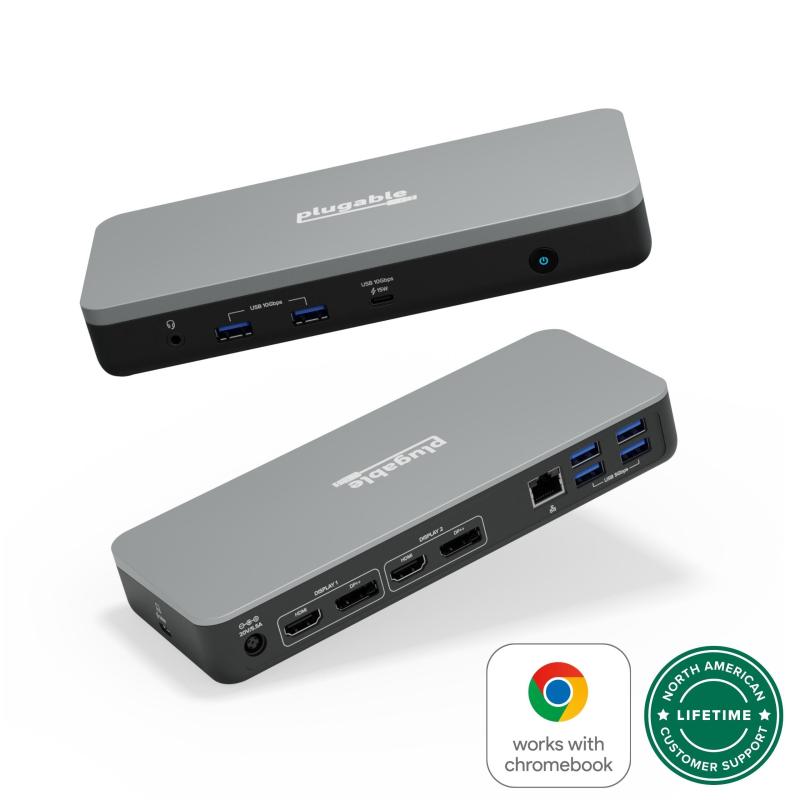 Plugable Technologies UD-MSTHDC station d'accueil Avec fil USB 3.2 Gen 2 (3.1 Gen 2) Type-C Aluminium