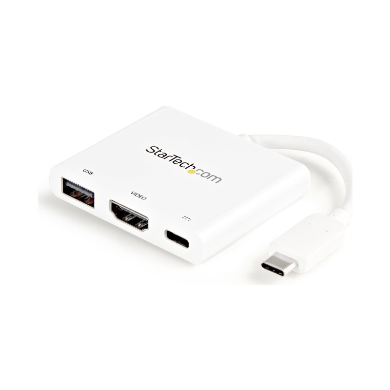 StarTech.com Adaptateur multiport USB-C vers HDMI 4K avec USB Power Delivery et port USB-A - Blanc