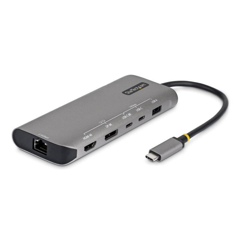 StarTech.com Adaptateur Multiport USB4, Double Sortie 4K Sans Pilote pour macOS et Windows, Recharge Power Delivery 140W, Hub 3 Ports 10 Gbps, 2,5 GbE, Mini Dock