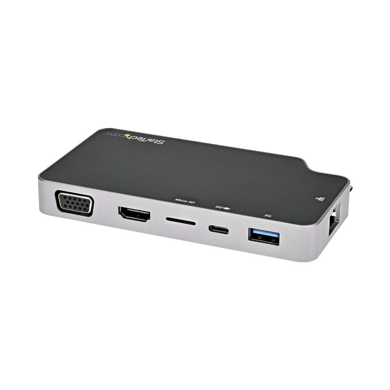 StarTech.com USB C Multiport Adapter - USB-C to 4K HDMI or VGA Video with 100W Power Delivery Pass-through, 2-Port 10Gbps USB Hub, MicroSD, GbE - USB 3.1 Gen 2 Type-C Mini/Travel Dock
