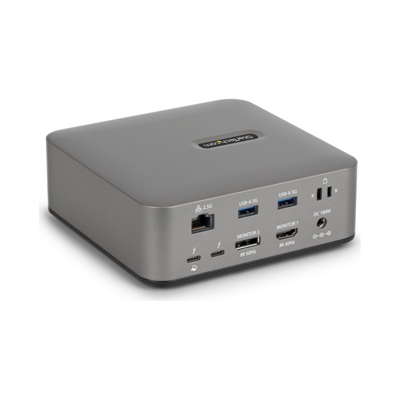 StarTech.com Station d'accueil universelle Thunderbolt 5, Hub d'affichage multi-écran, 8K 60Hz ou 4K 144Hz, augmentation de bande passante 120Gbps, 140W PD, chargeur de téléphone 30W, USB 10Gbps, 2,5G LAN