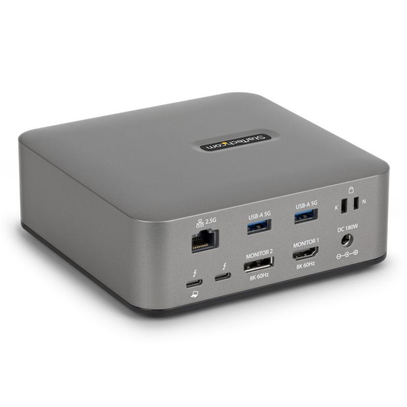 StarTech.com Station d'accueil universelle Thunderbolt 5, Hub d'affichage multi-écran, 8K 60Hz ou 4K 144Hz, augmentation de bande passante 120Gbps, 140W PD, chargeur de téléphone 30W, USB 10Gbps, 2,5G LAN