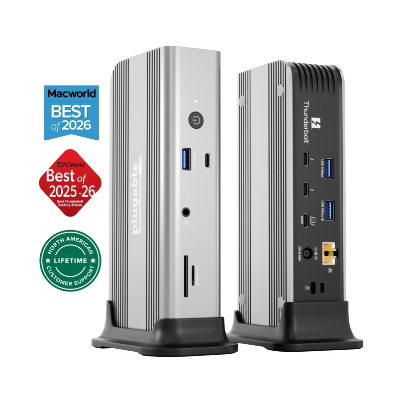 Plugable Technologies Thunderbolt 5 Dock with 3x Thunderbolt 5 Ports, 140W Laptop Charging