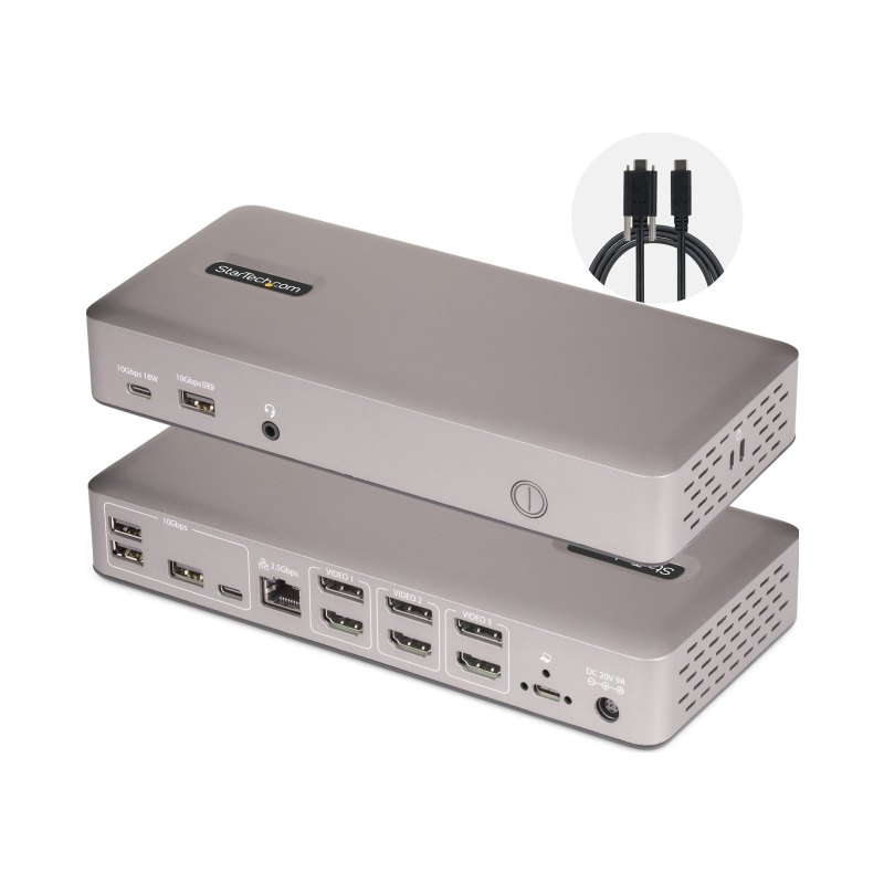StarTech.com 150N-USB4DOCK-TRIPLE station d'accueil Avec fil USB4 Gris
