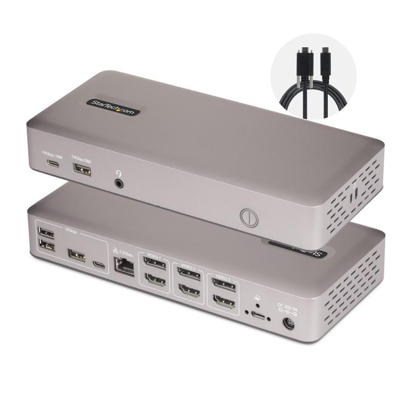 StarTech.com 150N-USB4DOCK-TRIPLE station d'accueil Avec fil USB4 Gris