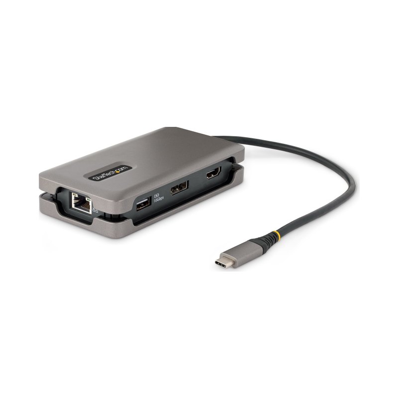 StarTech.com USB-C Multiport Adapter - 4K 60Hz HDMI/DP - 3-Port USB Hub - 100W Power Delivery Pass-Through - GbE - Travel Mini Docking Station w/ Charging - 1ft/30cm Wrap-Around Cable